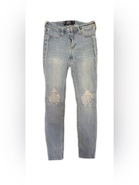 Hollister Light Blue Skinny Jeans with Distressed Knees